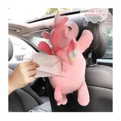 China Unicorn soft creative red cartoon network car plush doll paper towel cover cute animal car paper for sale