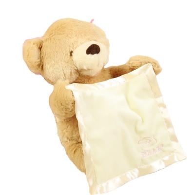 China 2021 Soft Face Dancing Handkerchief Blanket Talking Teddy Bear Comfort Plush Stuffed Toy for sale