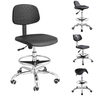 China Customizable (Size) PU Office Chair ESD Adjustable Chair Height Easy Cleaning Shop Chair With Backrest for sale