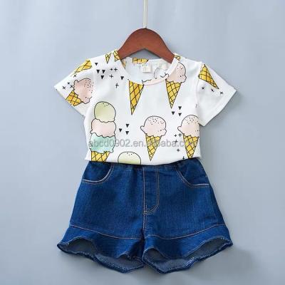 China Cute Casual Cotton Kids and Girls Summer Shorts Sleeve 2 Piece Set Made in China Wholesale Price for sale