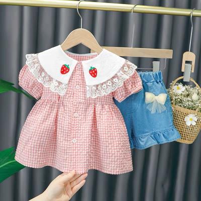 China Summer Sale New Kids Children T-shirt Butterfly Casual Hot Cheap Cute Fluffy Girls Short Sleeve Clothing Suit for sale