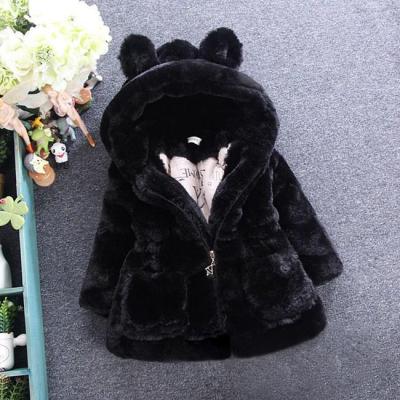 China New Arrival Children's Clothing Rabbit Ears Solid Faux Fur Coat Girls' Warm Comfortable Children's Anti-wrinkle Drop Winter Coats for sale