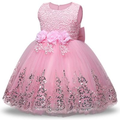 China Anti-Static European Style Girl Wedding Dress For Lovely Kids Birthday Party Tutu Dresses For Girls 2-12 Years Sleeveless for sale