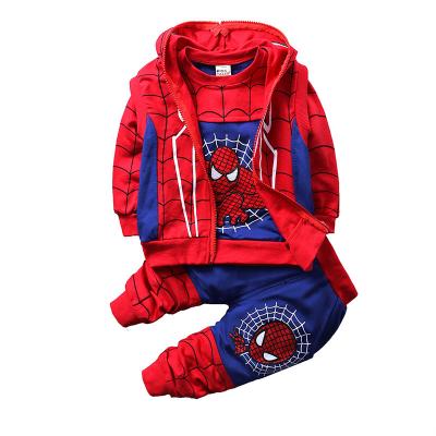 China Autumn Boys Clothing Sets Kids Coat jacket+ T-shirt +Pants 3 pcs casual kids sports suits babies boy spider man clothes set for sale