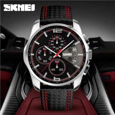 China Hot Selling Skmei Alarm Function Leather Strap Men Watch With High Qliaty SK02 for sale