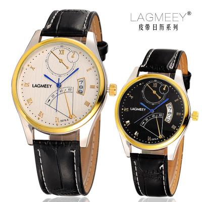 China Japan Movement Non-Specific Genuine Stainless Steel Leather Strap 3atm Wristwatches for sale