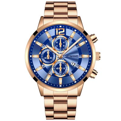 China Non-specific men's fashion business stainless steel quartz gold wristwatches with date FD034 for sale