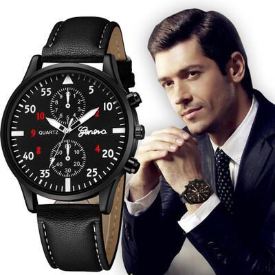 China Water Resistant Mens Watch All Charm Gift Quartz Geneva Black Leather Watch gw06 for sale