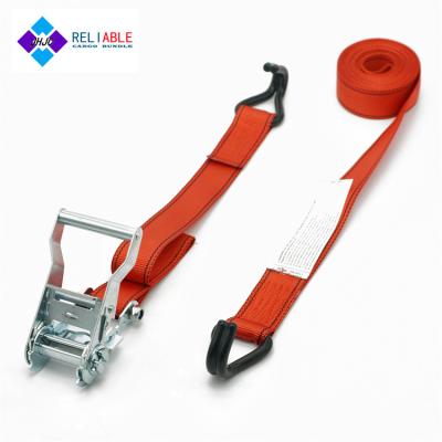 China Laying Cargo Lashing Strap 1.5 Inch Ratchet Tie Down Loop Steel Ratchet Ties 2000kgs 17' Cargo Lashing Strap for sale