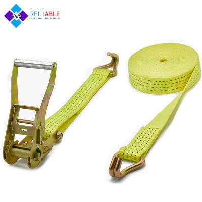 China Cargo Lashing Tie 50mm 2 Inch Polyester Webbing 5t Cargo Lashing 9m Heavy Duty Double J-Hook Ratchet Tie Down for sale