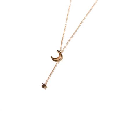 China Low Price Fashion CLASSIC Professional Gold Plated Jewelry Pendant Moon Star Brass Necklace With 55cm Product Size for sale