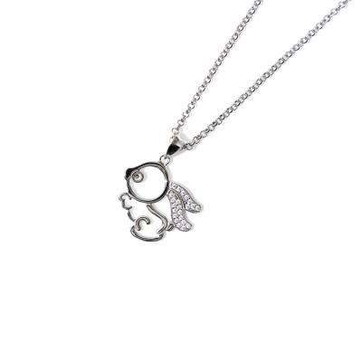 China Cute Hot Selling Animal Silver Pendants Necklace Fashion Ladies Jewelry Rabbit Silver Animal Pendants Necklace for sale