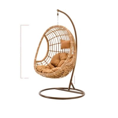 China Comfortable / Sturdy Patio Swings Rattan Double Egg Swing Chair Hanging Chair With Metal Stand for sale