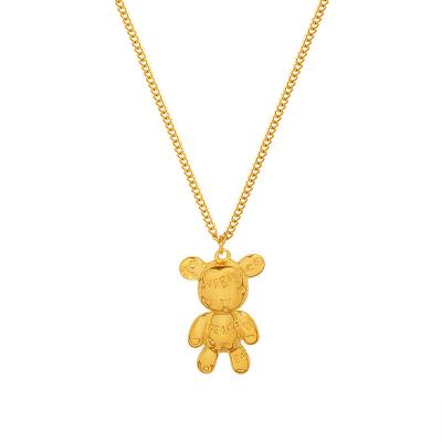 China Hotselling Vintage Women TRENDY Gold Plated Bear Necklace Charms Pendants Stainless Steel Gold Necklaces for sale