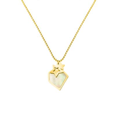 China FASHIONABLE Wholesale Shell Star Pentagon Charm Pendant Good Quality 18k Gold Plated Link Chain Necklaces For Women for sale