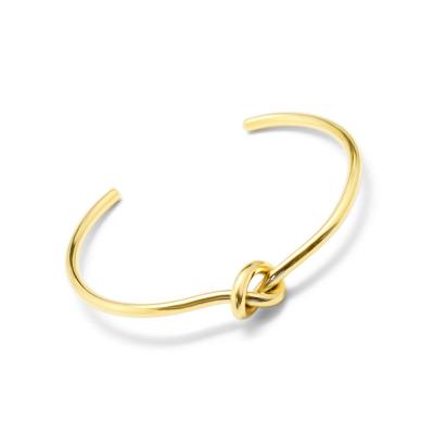 China Simple TRENDY non to tarnish hot selling clear stainless steel gold cuff bracelet knotted bracelets for sale