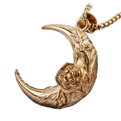 China Dropshipping FASHIONABLE vintage gold stainless steel savory boy girl rose flower necklaces dangle pendants for necklace for sale