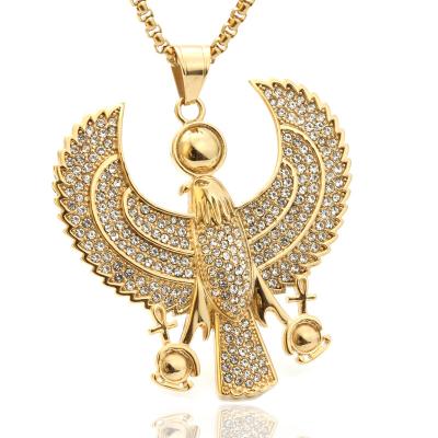 China TRENDY Gold Plated Fashionable Wholesale Cubic Zirconia Stainless Steel Eagle Necklaces Jewelry Pendant Necklace for sale