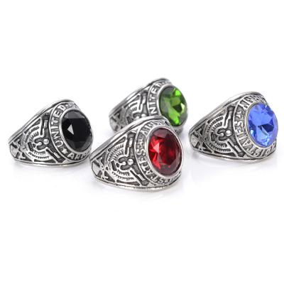 China FASHIONABLE Vintage Gem Military Punk Men Rings Stainless Steel Ring Wholesale for sale