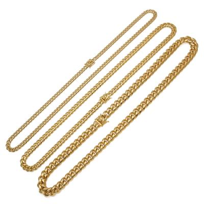 China Hiphop Designer 18k Gold Mens Cuban Link Iced Out Long Necklace Stainless Steel Necklaces for sale