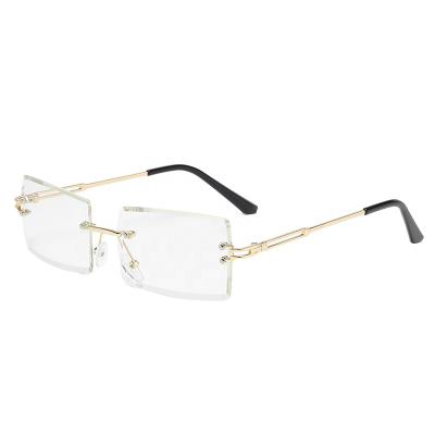 China The fashion sunglasses not view NON metal sunglasses 2020 rimless rectangles Sun and light glass sunglass woman for sale