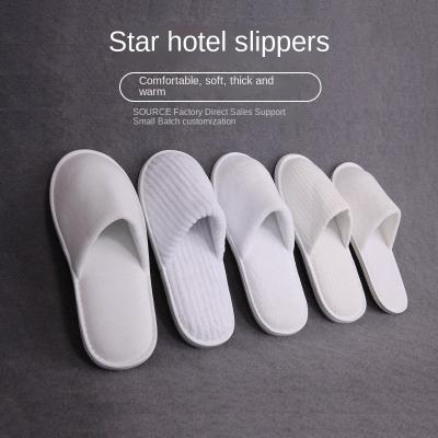 China Custom Professional Hotel Guest Room Manufacturer Logo OEM Disposable Cotton Towel Slippers Spa Sweat-absorbent for sale