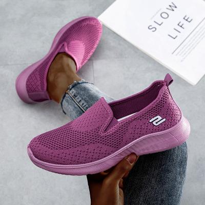 China Fashion trend light weight large size multicolor lazy shoes 36-43 stretch casual shoes women sock fly knit sports shoes for sale