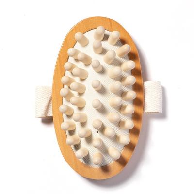 China Wooden Anti Cellulite Massager Handheld Circulation Spa Brush For Body Massage Shower Body Massager Brush for sale