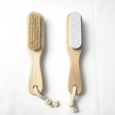 China EXFOLIATING Double Sided Wooden Shower Feet Sweep Foot Dead Peel Clean Massage Brush Foot Pumice Stone Brush for sale