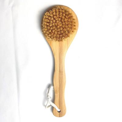 China EXFOLIATE Body Tampico Fiber Bristle Cactus Vegan Handle Sisal Bristle Short Back Firm Bath Brush Natural Bath Shower Brush for sale