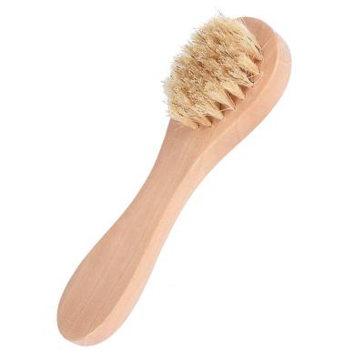 China Skin Care Private Label Wooden Facial Cleansing Brush Small Promotional Face Scrub Brush for sale