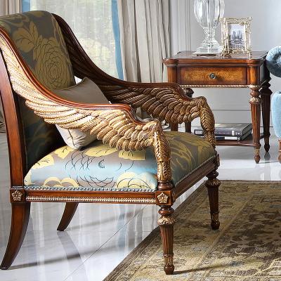 China Solid Wood Extended Sofa Armchair Leisure Classic Sofa Chair Blue Gold Living Room Italian Royal Luxury Casual Fabric European Furniture for sale