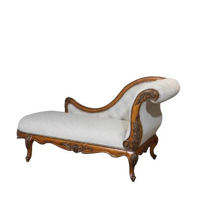 China European French Royal Extended Sofa Lounge Chair Luxury Classic Chaise Lounge Sofa Solid Wood Fabric White Lounge Chair for sale