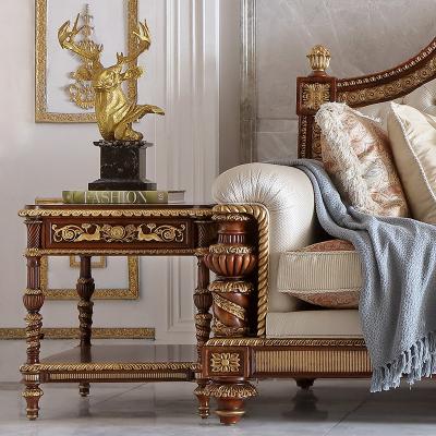 China European British Royal Luxury Hand-carved Living Room Side Table Lighting Solid Wood Side Square Sofa Side Table Table Gold for sale