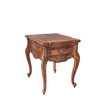 China NEW European French Royal Luxury Solid Wood Side Seater Hand-carved Classic Sofa Side Table Living Room Side Table Lamp Brown 2022 for sale