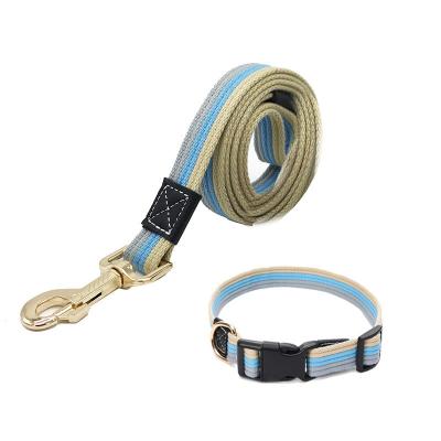 China Manufacturer Viable Wholesale Color Stripe Printing Nylon Adjustable Dog Leash Collar for sale