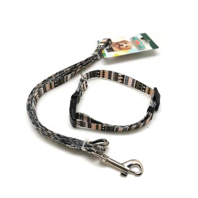 China New Viable Printed Pattern Dog Leash Harness Set Dog Collar Leash Set for sale