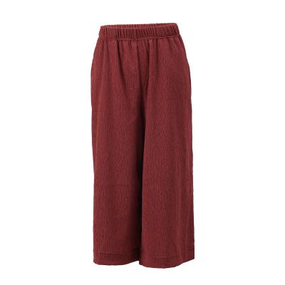 China Hot Selling Breathable Women's Solid Color Summer High Waist Pants Loose Casual Knitted Wide Leg Pants for sale