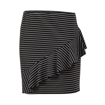 China Ladies Summer Breathable Elegant High Quality Striped High Stretch Slim Fit Waist Tie Ruffled Mini Skirt for sale