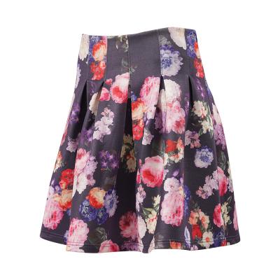 China Casual Summer Anti-Static Ladies High A Line Sexy Print Pleated Floral Skirt Short Waist Wrap Line for sale