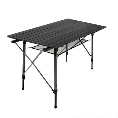 China YILU Matte Black Folding Table Picnic Camping Easy Carry Aluminum Wooden Table Outdoor Camping Table for sale