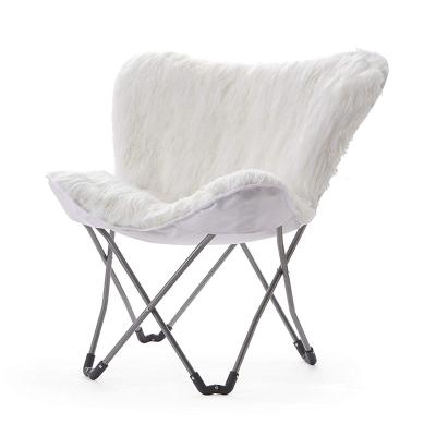 China YILU Modern Plush Faux Fur Upholstered Butterfly Chair For Living Room Bedroom for sale