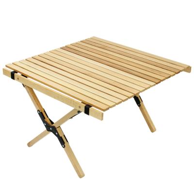 China YILU Garden Outdoor Picnic Easy Carry Solid Wood Dining Table Set Mini Beech Wooden Egg Roll Folding Table for sale