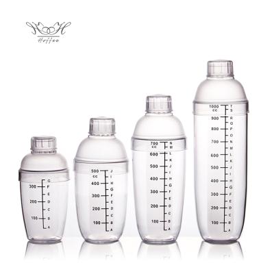 China Beverage Shaker Drink Mixer Hand Shaker Cup 1000ml Bar Tools Clear PC Plastic Cocktail Shaker With Scales for sale