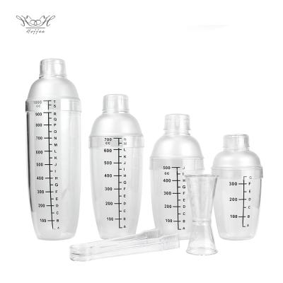 China Plastic Plastic Ice Tong Bartender Shaker Accessories Plastic Bar Double Cocktail Jigger Drink Shaker Food Grade Transparent Resin for sale