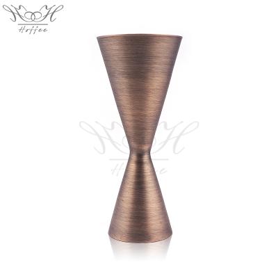 China Sustainable Non-seam Brazing Stainless Steel Antique Copper Brushed Commercial 2oz. /1oz. Slim Cocktail Jigger Style for sale