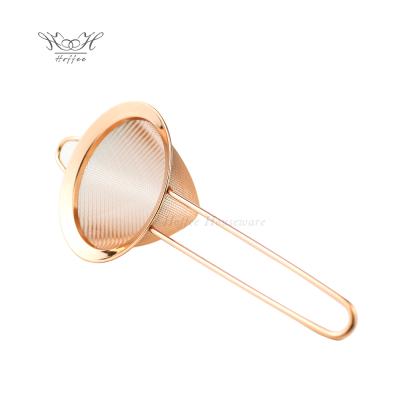 China Good Viable Stainless Steel Mesh Rose Gold Cocktail Strainers Bar Strainer Tools Ice Filter Strainer for sale