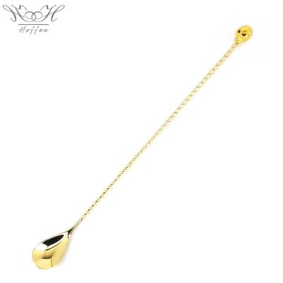 China 2020 New Viable Style 50cm Length Skull Decoration Twisted Handle Cocktail Bar Mixing Spoon for sale