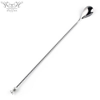 China New Viable Pineapple Style Stainless Steel Cocktail Spoon Cocktail Bar Spoon Spiral Pattern for sale