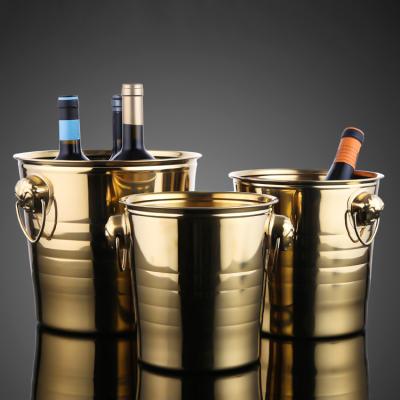 China 3L 5L 7L Viable Stainless Steel Bar KTV Golden Beer Portable Ice Bucket for sale